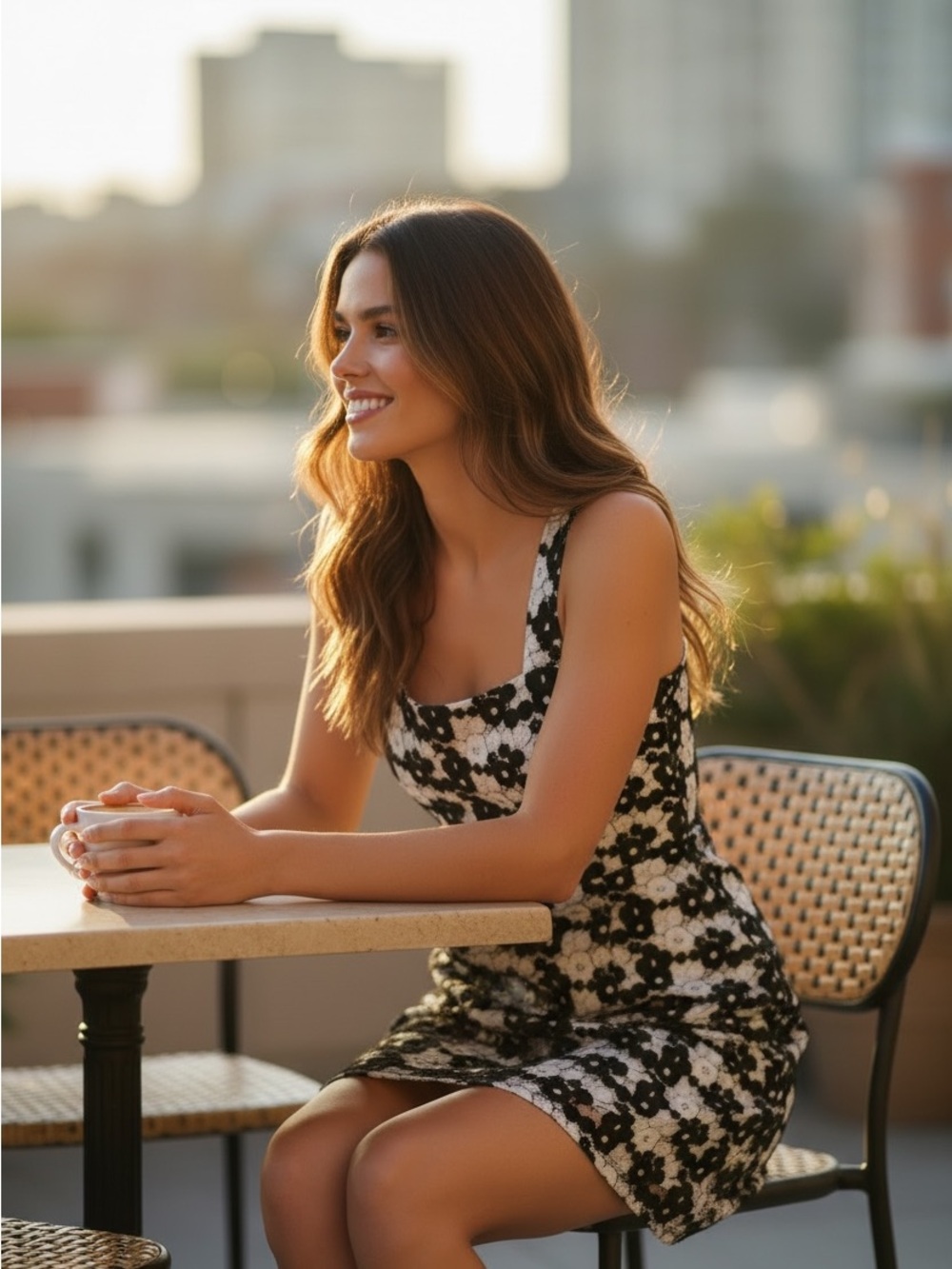 Avec Les Filles Black and White Floral Lace Mini Dress - Picture 2 of 5